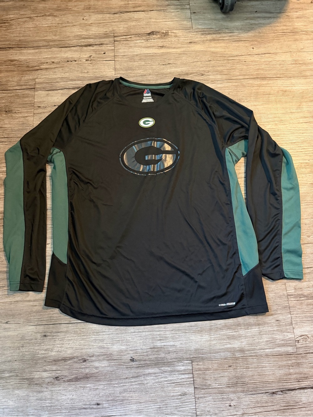 Majestic Black and Green Green Bay Packers Long-Sleeve Performance 2XL